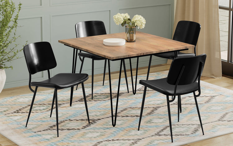 Black Vegan Leather | Hayley / Hunter 5-Piece Dining Set