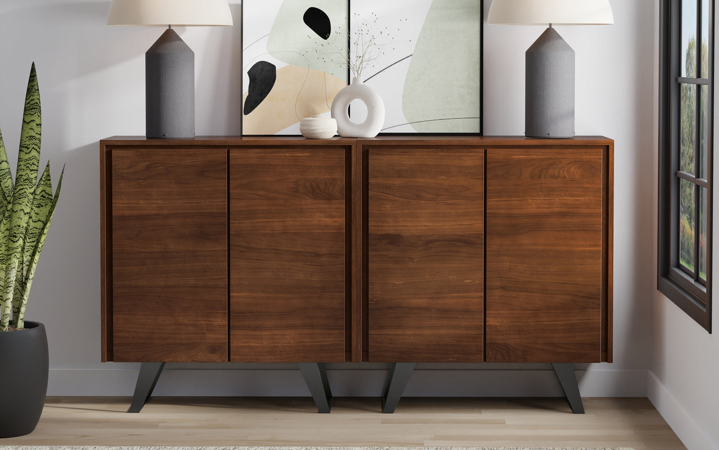 Lowry 39 inch Storage Cabinet (Set of 2) in Walnut