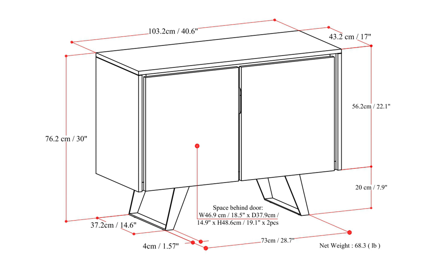 Lowry 40 inch Storage Cabinet (Set of 2)