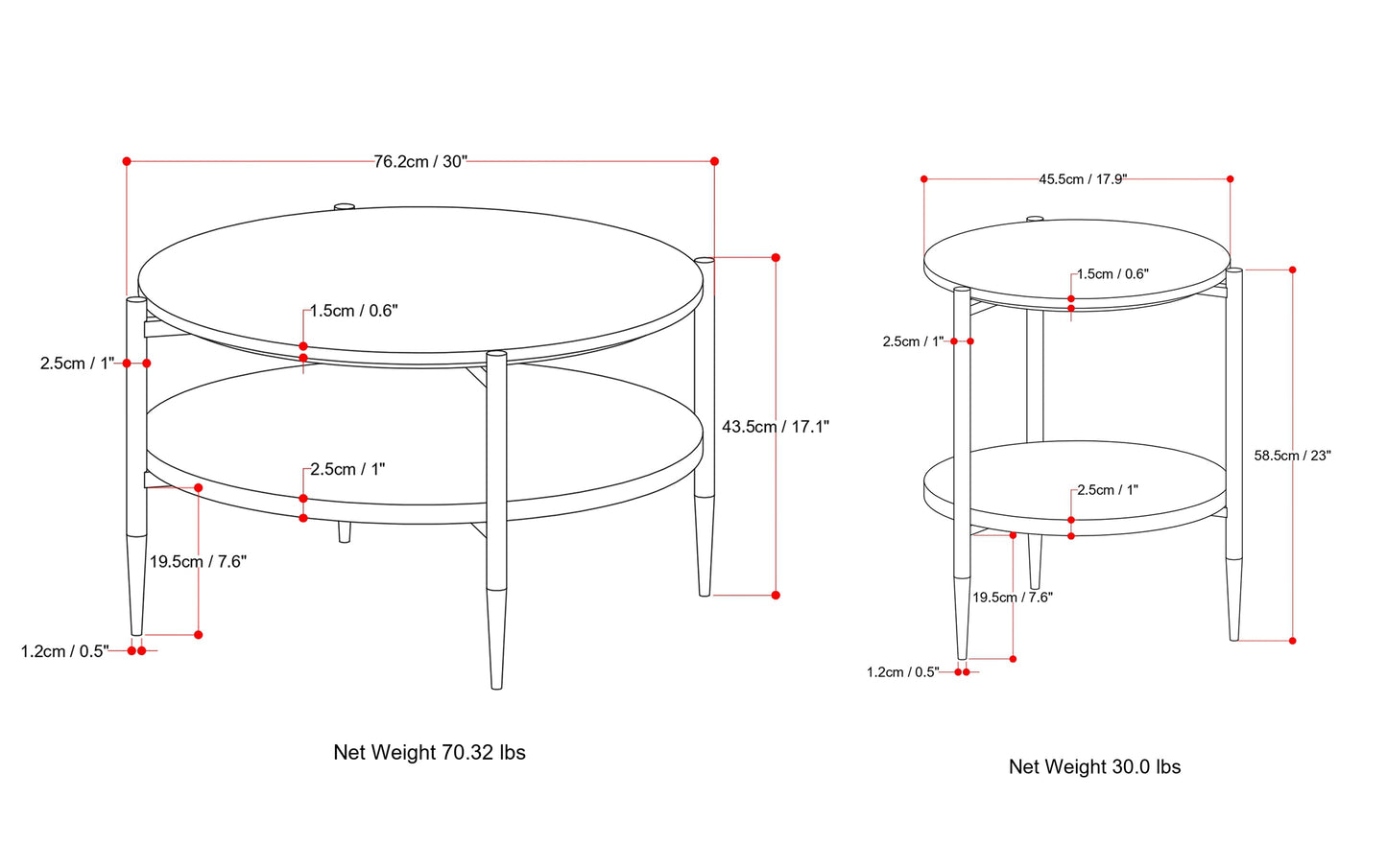 White/Natural | Wagner 30 inch Coffee Table with 18 inch End Tables (Set of 3)