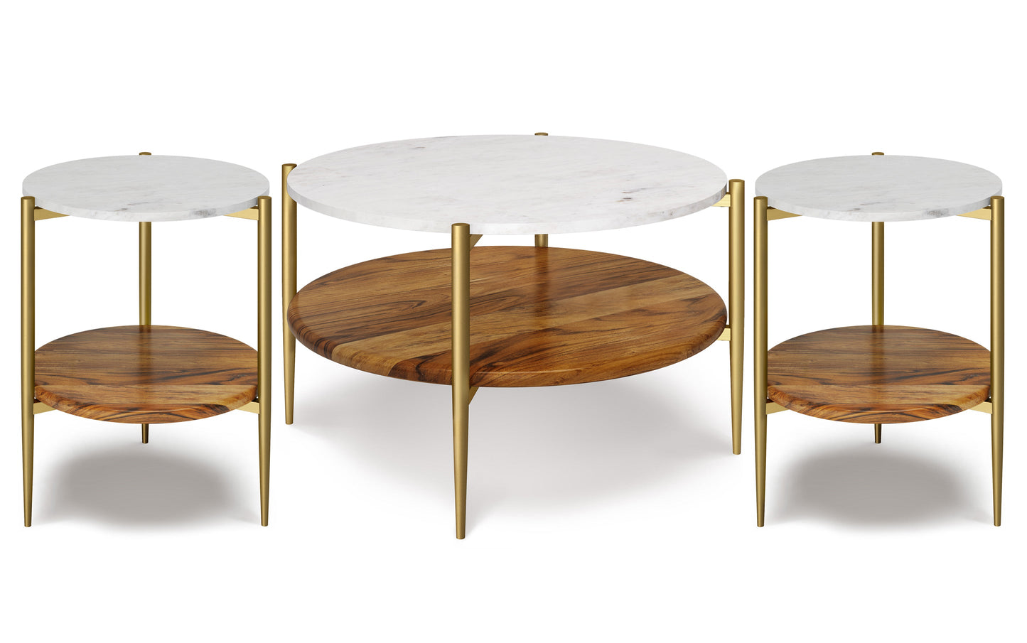 White/Natural | Wagner 30 inch Coffee Table with 18 inch End Tables (Set of 3)
