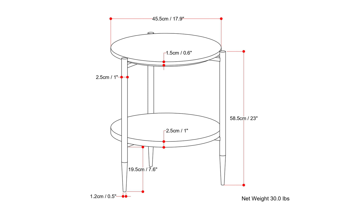 White/Natural | Wagner 18 inch Round Marble & Wood Side Table (Set of 2)