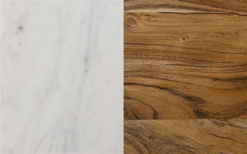 White/Natural | Wagner 18 inch Round Marble & Wood Side Table (Set of 2)