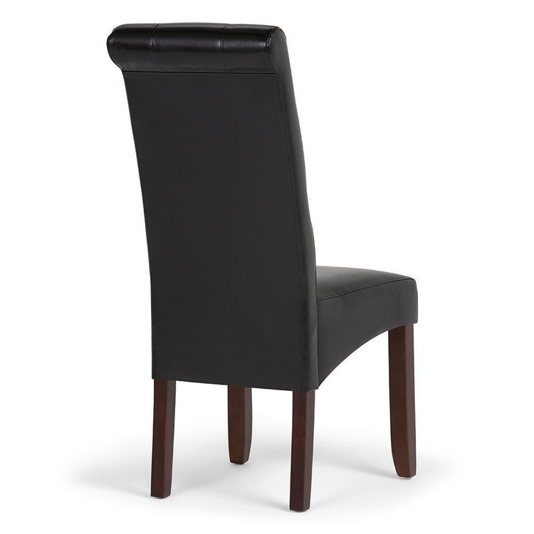 Midnight Black Vegan Leather | Cosmopolitan Deluxe Tufted Parson Chair (Set of 2)