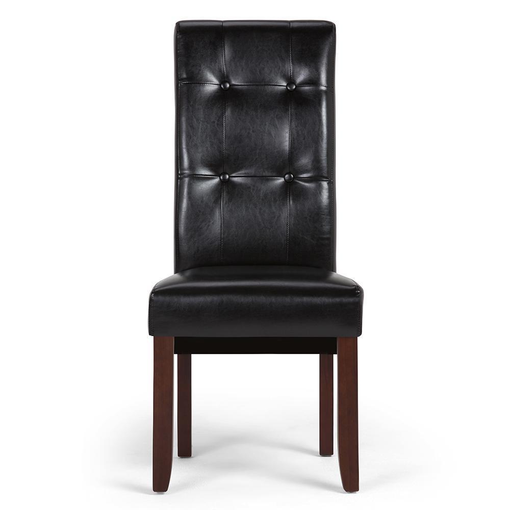 Midnight Black Vegan Leather | Cosmopolitan Deluxe Tufted Parson Chair (Set of 2)
