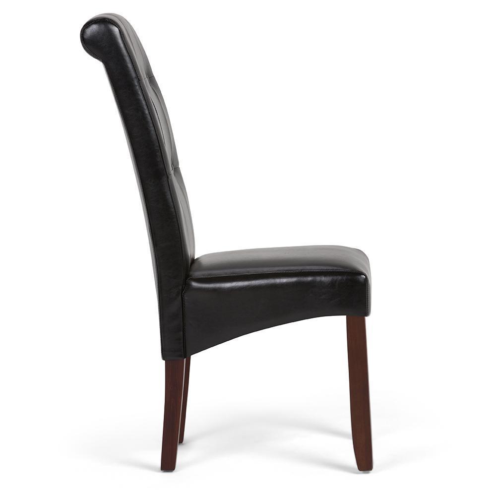 Midnight Black Vegan Leather | Cosmopolitan Deluxe Tufted Parson Chair (Set of 2)