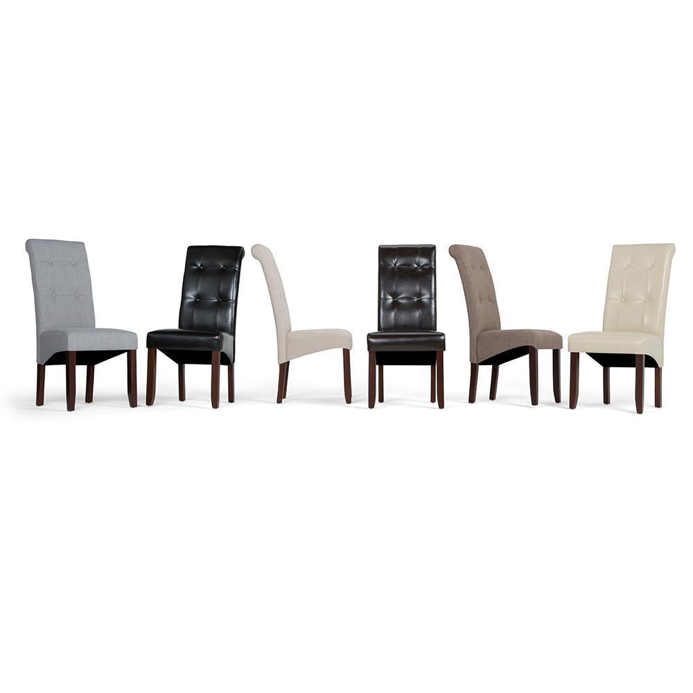 Satin Cream Vegan Leather | Cosmopolitan Deluxe Tufted Parson Chair (Set of 2)