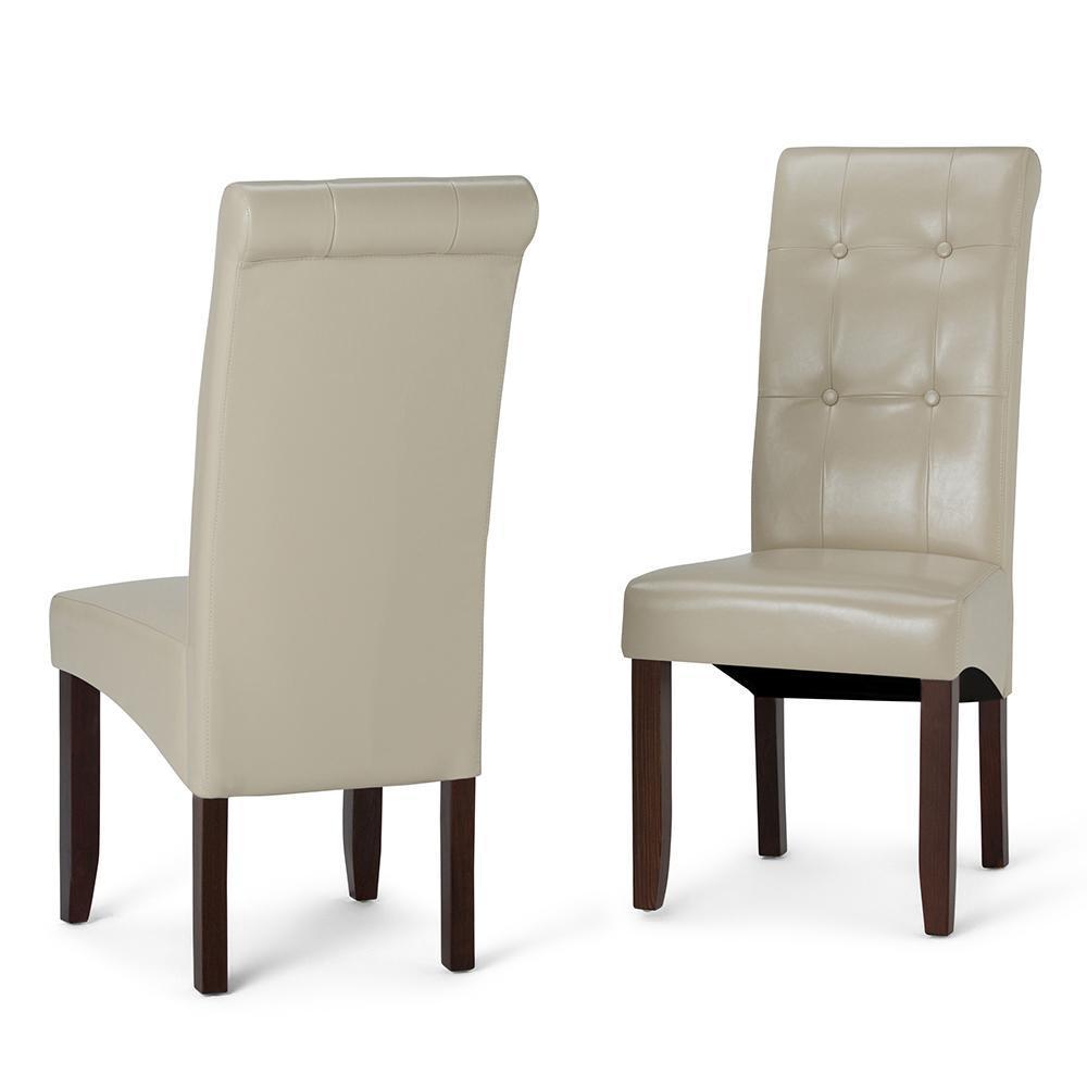 Satin Cream Vegan Leather | Cosmopolitan Deluxe Tufted Parson Chair (Set of 2)