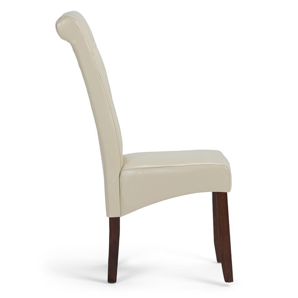Satin Cream Vegan Leather | Cosmopolitan Deluxe Tufted Parson Chair (Set of 2)