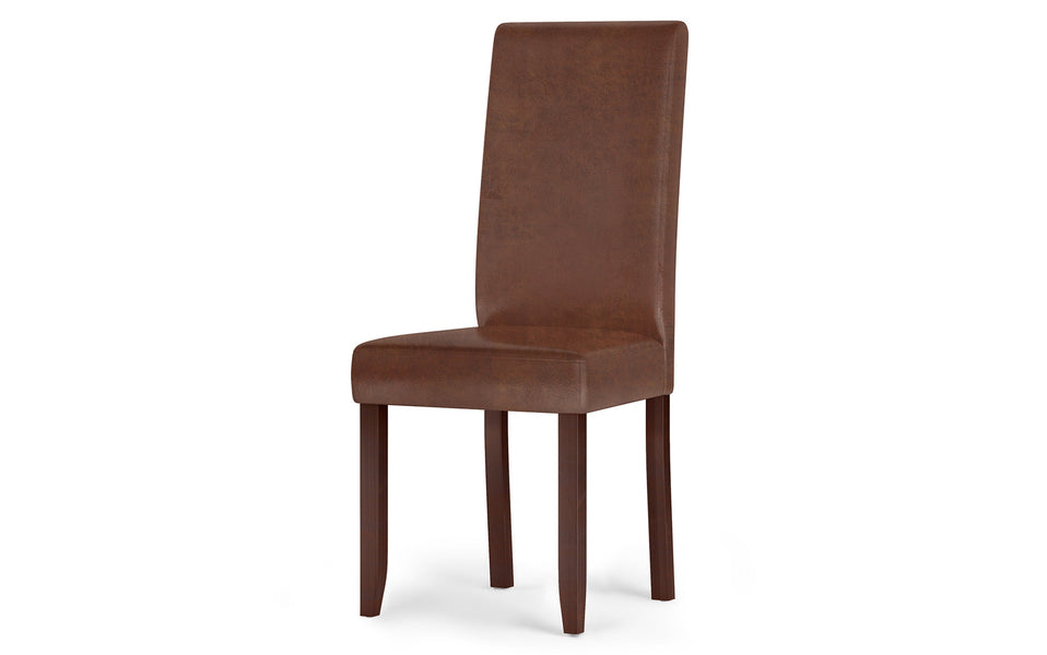 Distressed Saddle Brown Distressed Vegan Leather | Acadian 5 Piece Dining Set