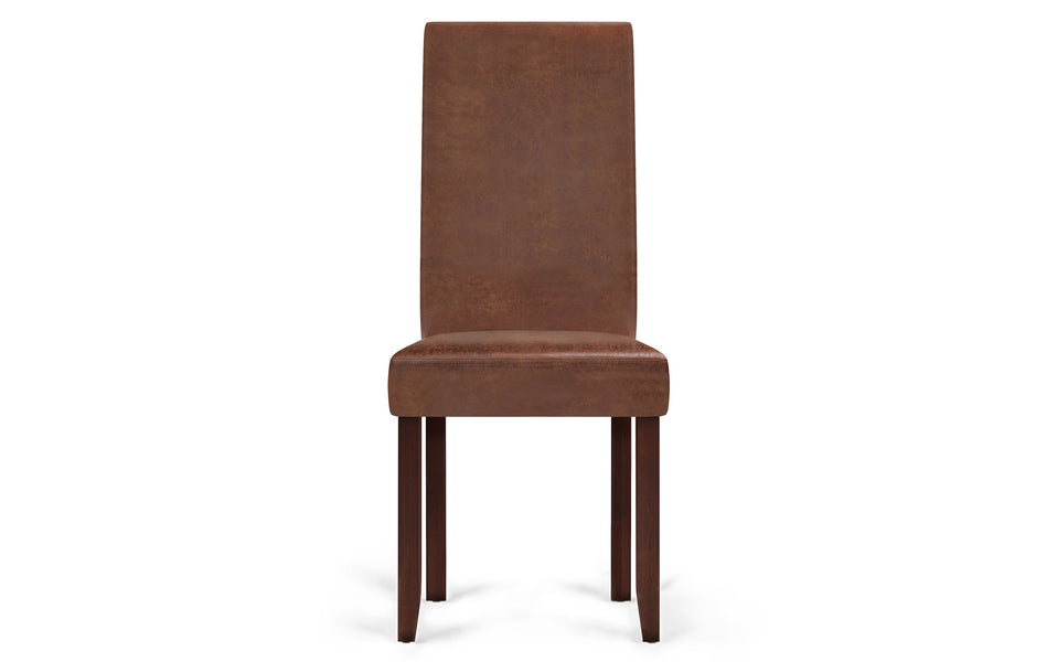 Distressed Saddle Brown Distressed Vegan Leather | Acadian / Draper 5 Piece Dining Set