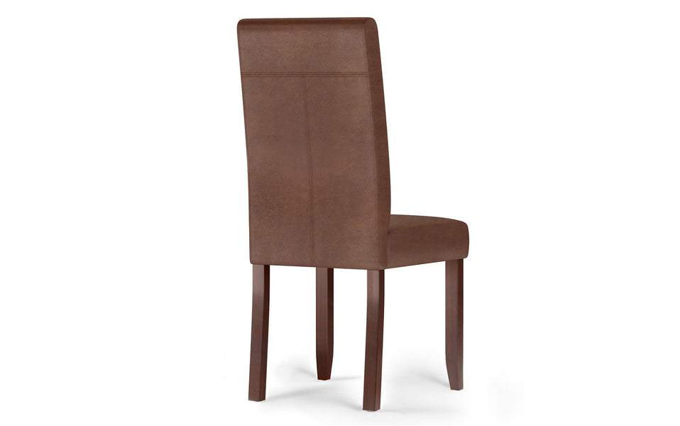 Distressed Saddle Brown Distressed Vegan Leather | Acadian / Draper 5 Piece Dining Set