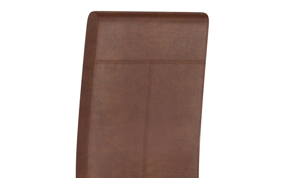 Distressed Saddle Brown Distressed Vegan Leather | Acadian / Draper 5 Piece Dining Set