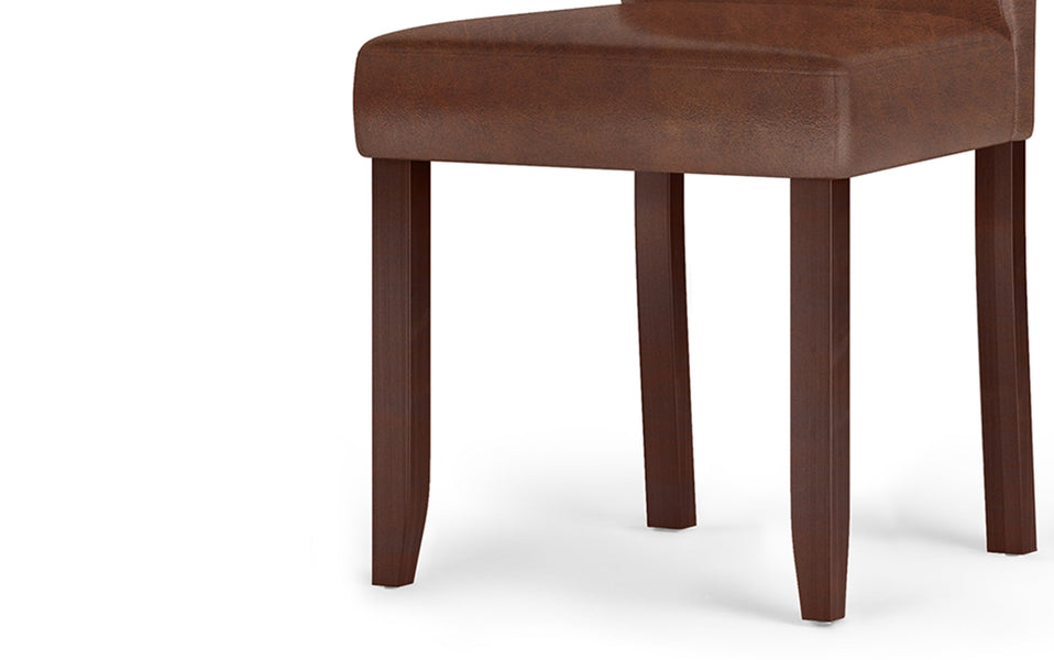 Distressed Saddle Brown Distressed Vegan Leather | Acadian / Draper 5 Piece Dining Set