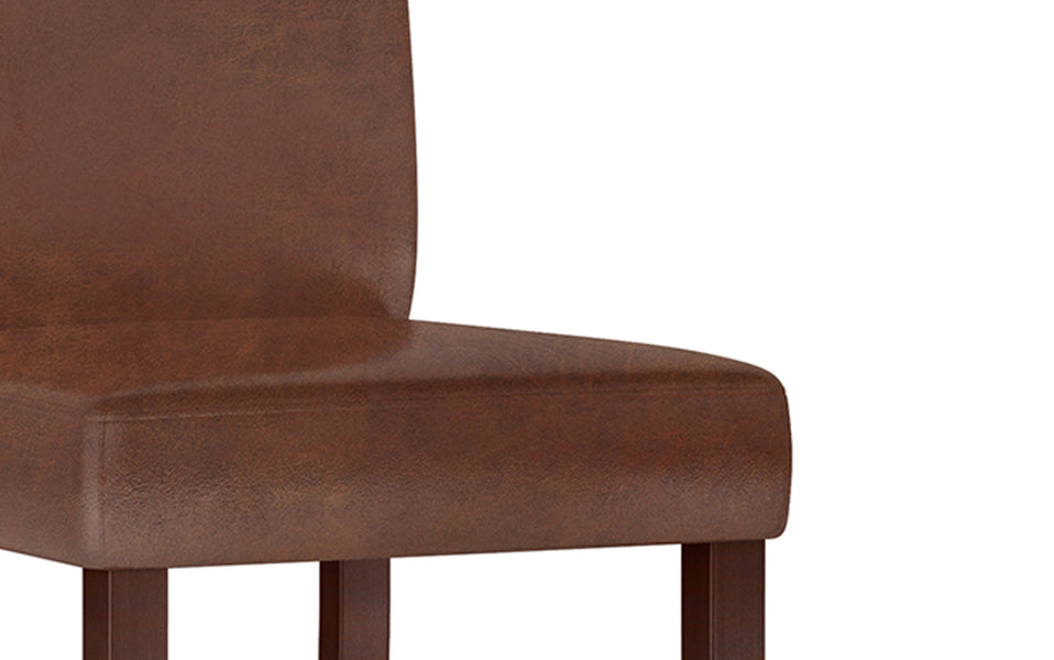 Distressed Saddle Brown Distressed Vegan Leather | Acadian / Draper 5 Piece Dining Set