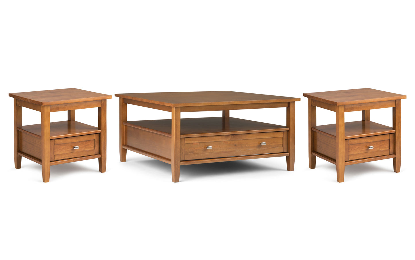 Light Golden Brown | Warm Shaker 36 inch Coffee Table with 20 inch End Tables (Set of 3)