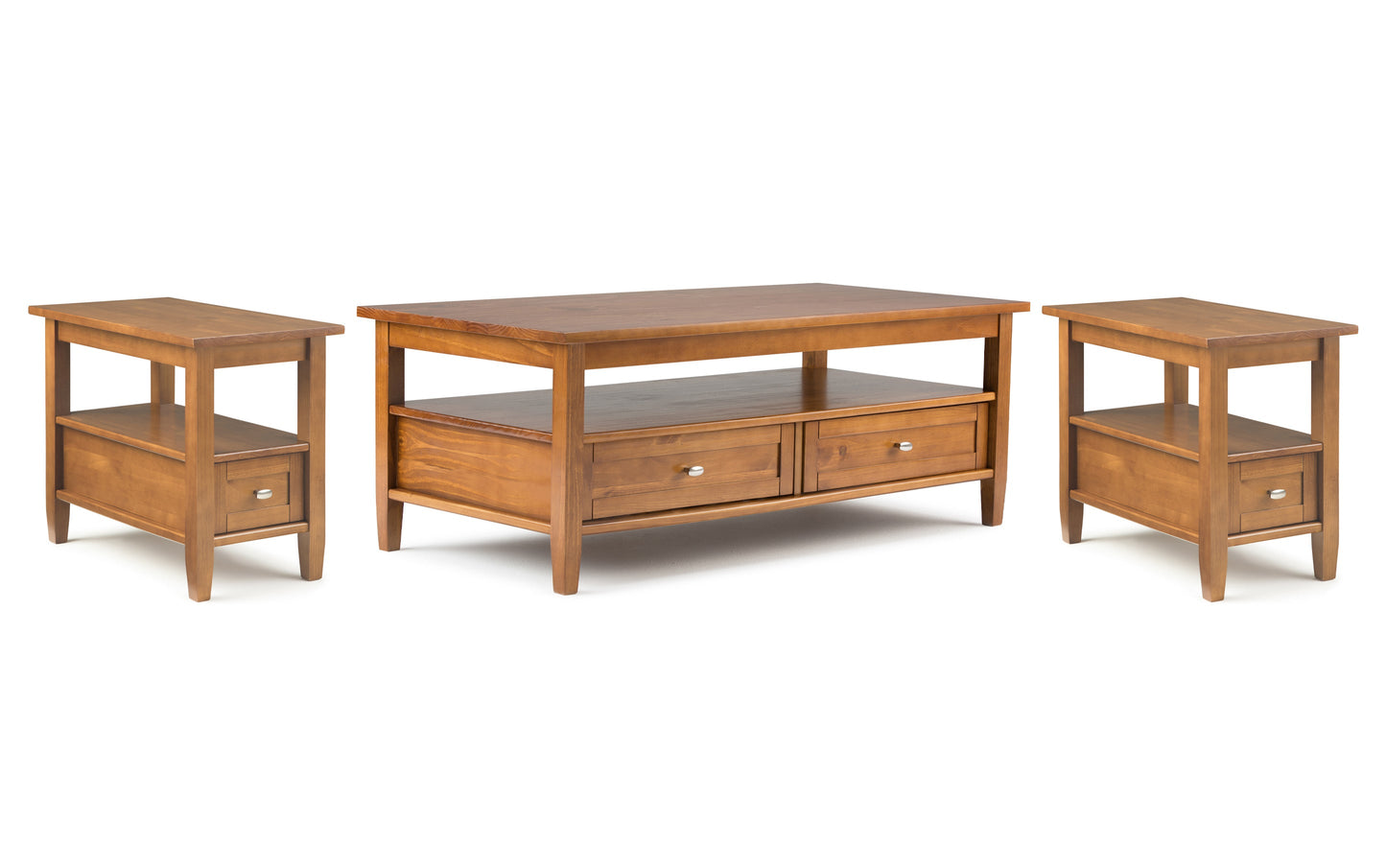Light Golden Brown | Warm Shaker 48 inch Coffee Table with 14 inch End Tables (Set of 3)