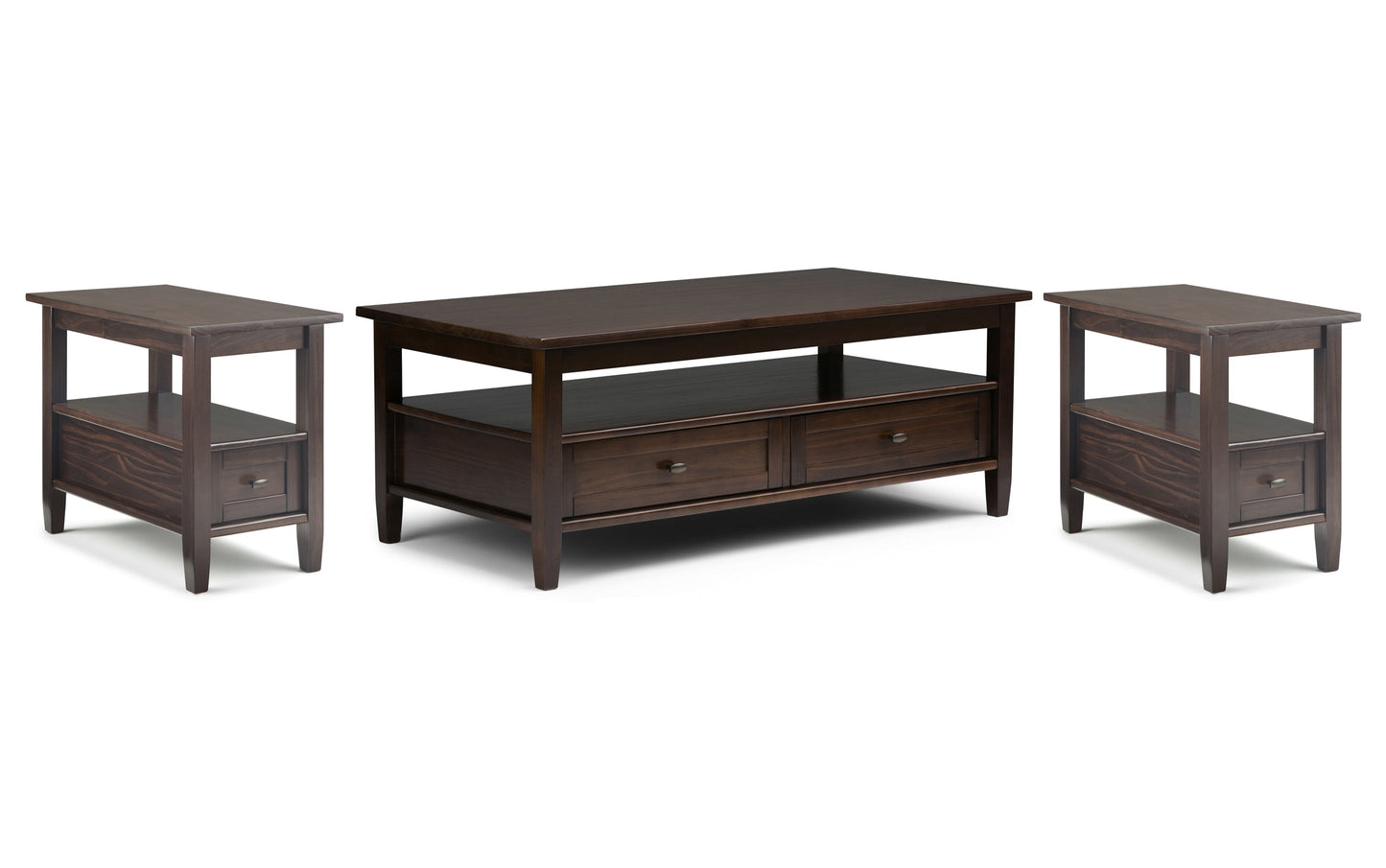 Tobacco Brown | Warm Shaker 48 inch Coffee Table with 14 inch End Tables (Set of 3)