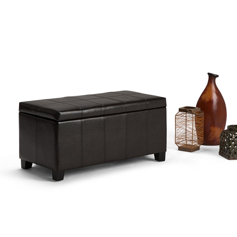 Tanners Brown Vegan Leather | Dover Vegan Leather Storage Ottoman