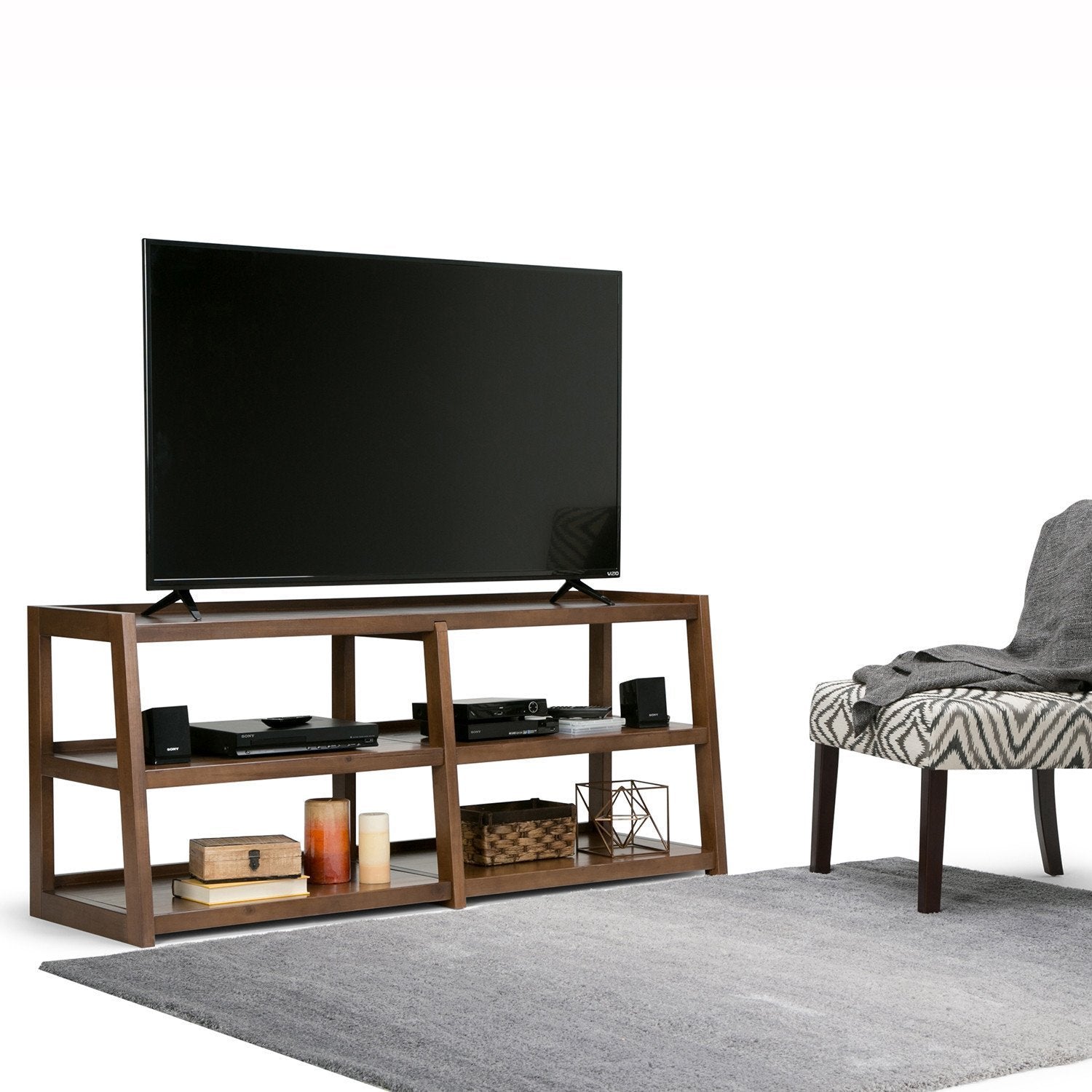 Medium Saddle Brown | Sawhorse 60 inch Wide TV Media Stand