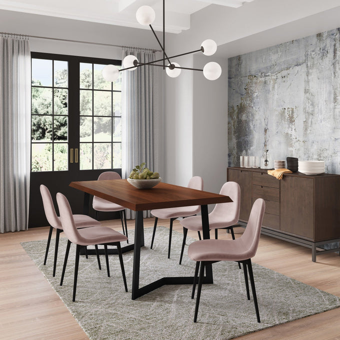 Rose Velvet Fabric | Alpine Dining Chair (Set of 2)