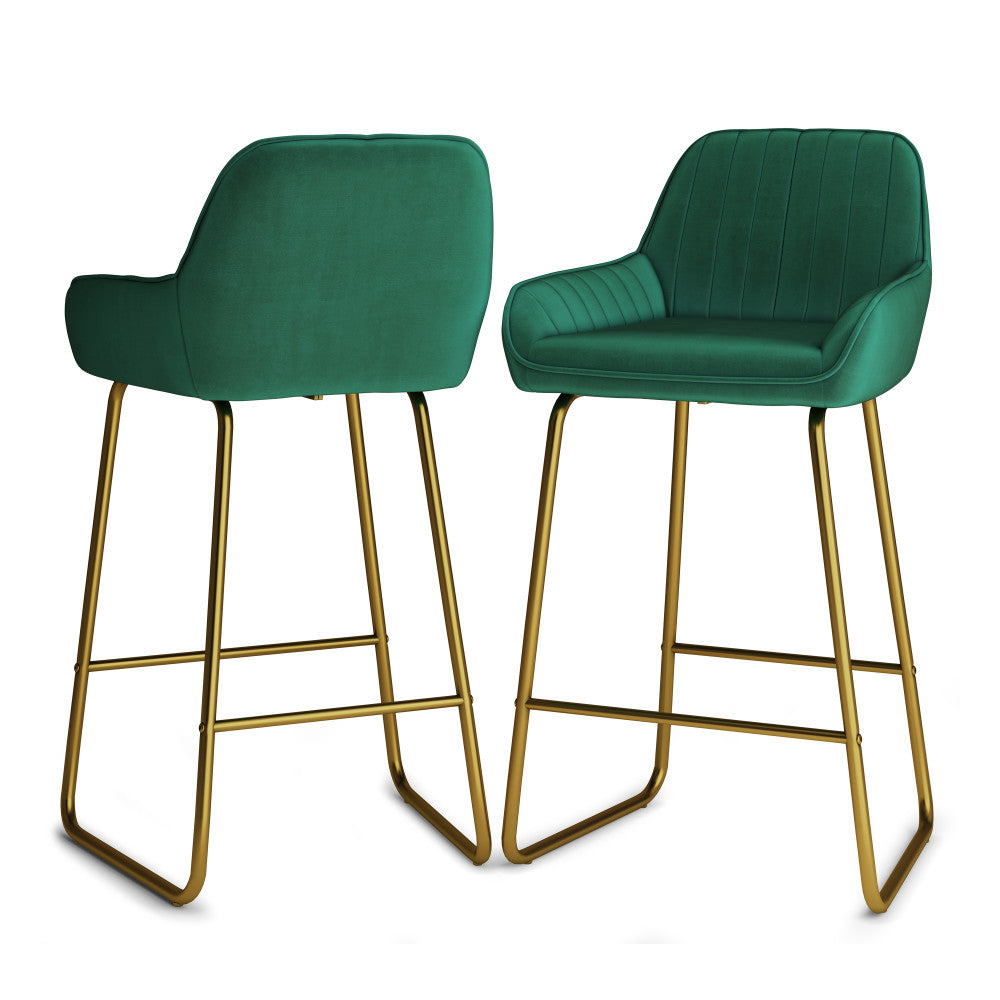 Green Velvet Fabric | Cassady Counter Height Stool (Set of 2)