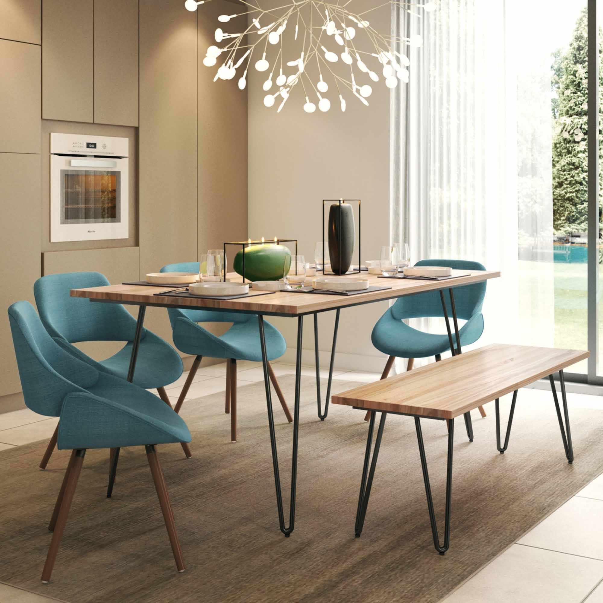Turquoise Blue 6 Piece Set | Malden IV 6 Piece Dining Set with Bench