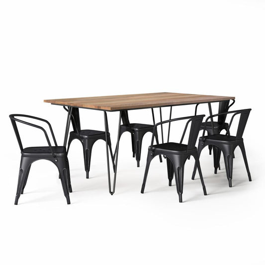 Distressed Black and Silver | Larkin III 7 Piece Dining Set 