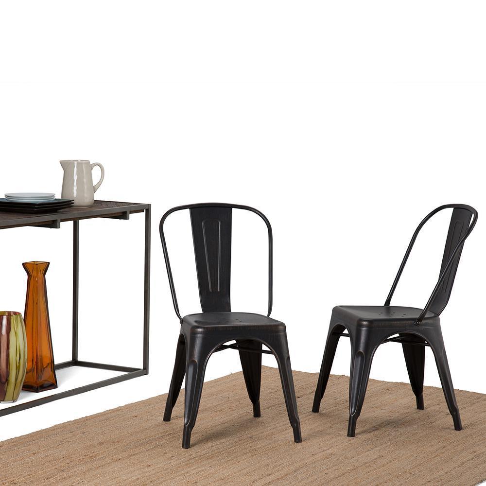 Distressed Black and Copper | Fletcher Metal Dining Side Chair