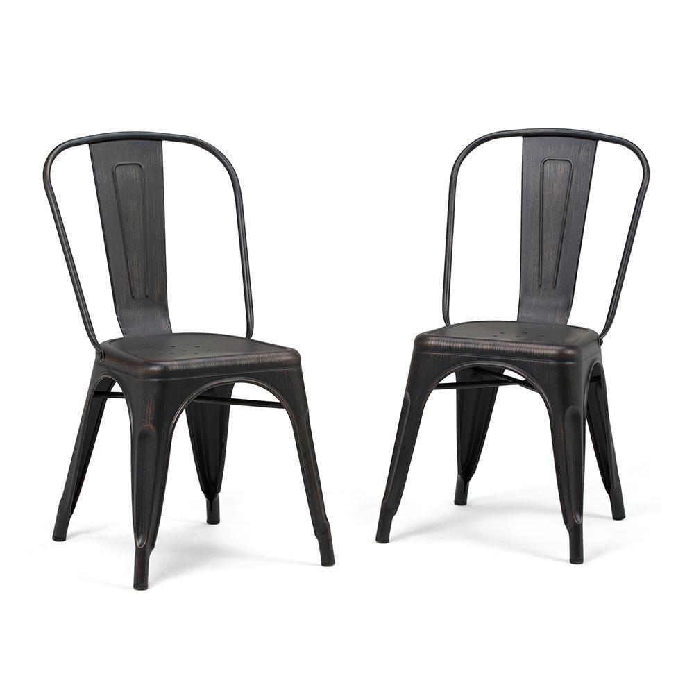 Distressed Black and Copper | Fletcher Metal Dining Side Chair