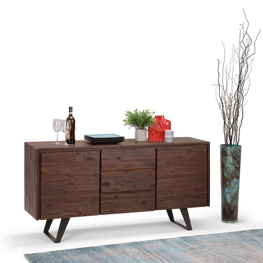 Distressed Charcoal Brown Acacia | Lowry Sideboard Buffet
