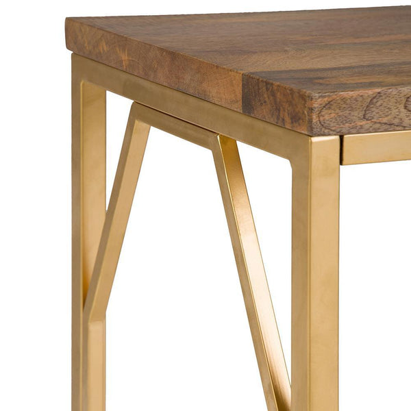Selma Metal/Wood Accent Table in Natural and Gold