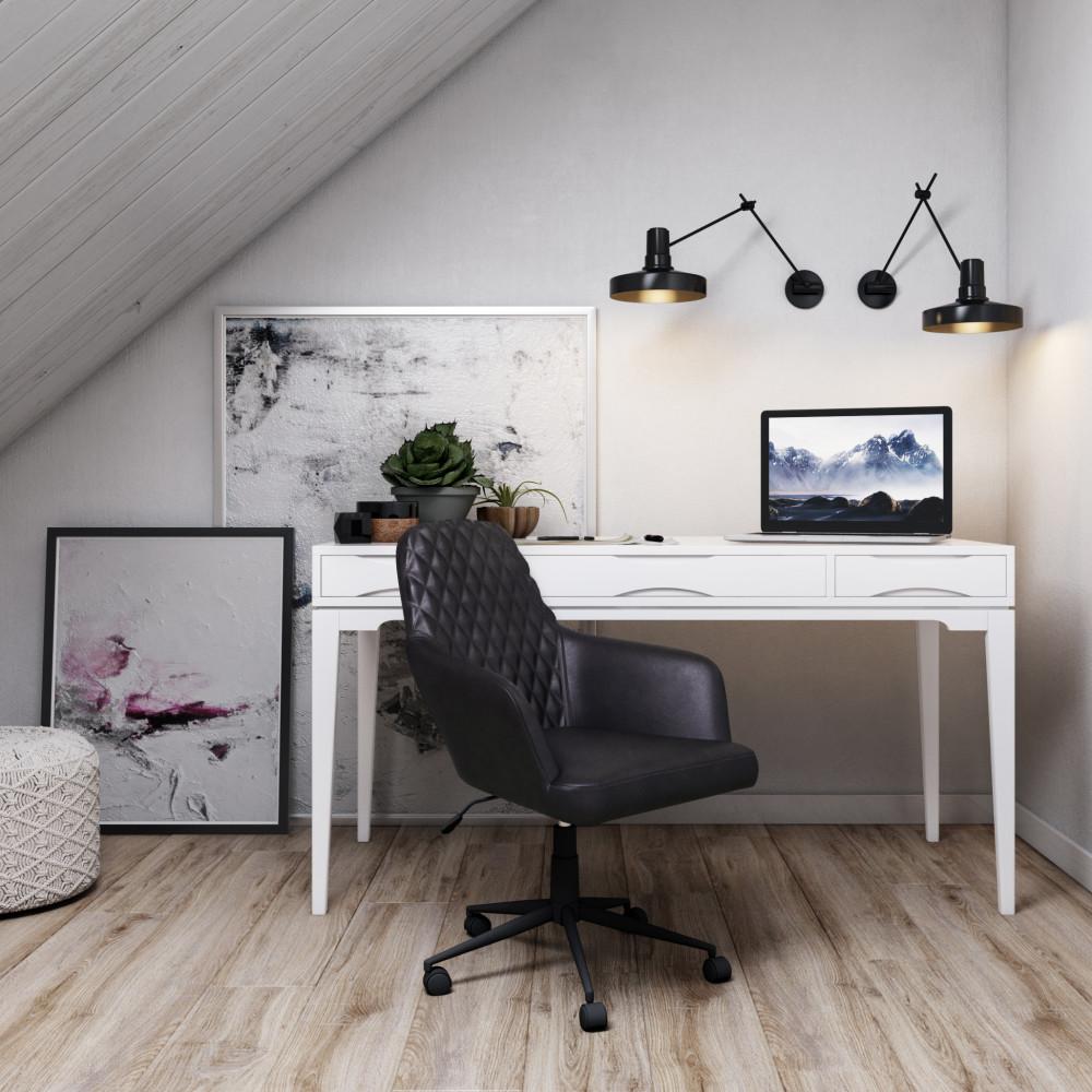 Distressed Black Distressed Vegan Leather | Goodwin Swivel Office Chair