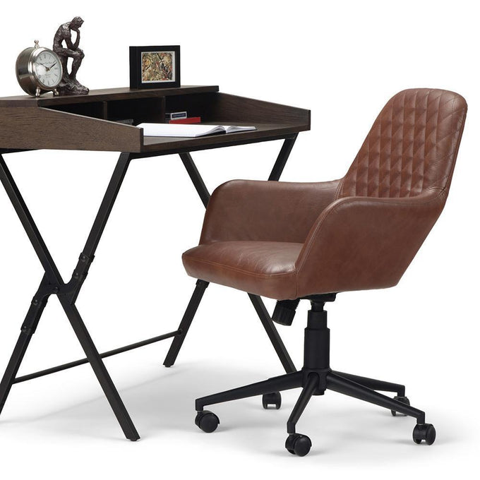 Distressed Cognac Distressed Vegan Leather | Goodwin Swivel Office Chair