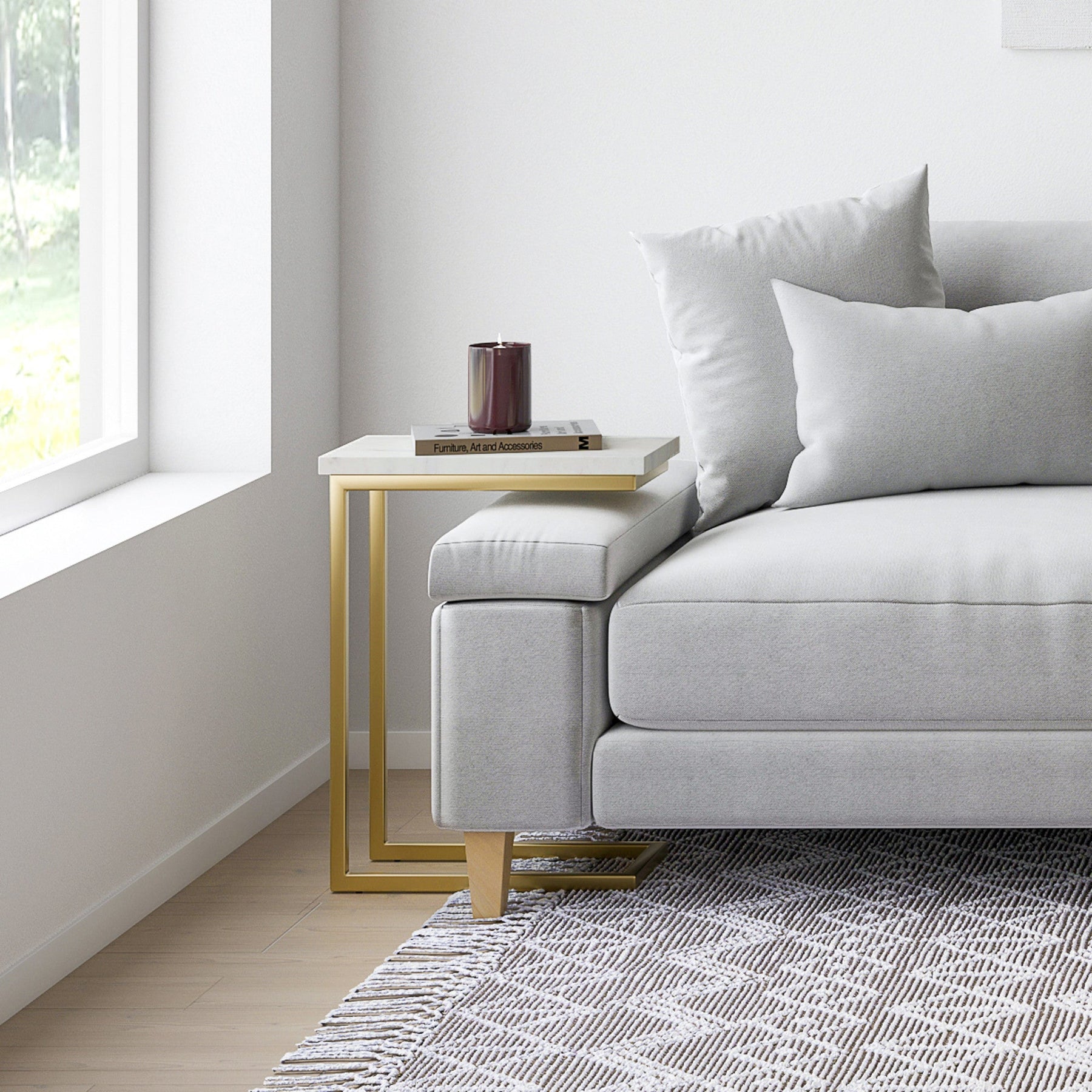 Gold | Skyler C Side Table with Marble Top