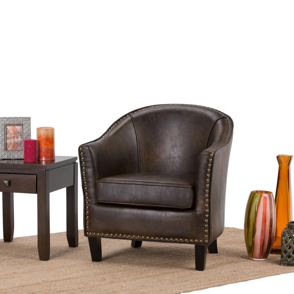 Distressed Brown Distressed Vegan Leather | Kildare Tub Chair