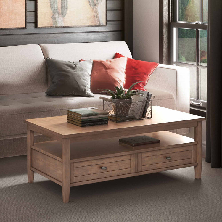 Rustic Natural Aged Brown | Warm Shaker 48 inch Coffee Table