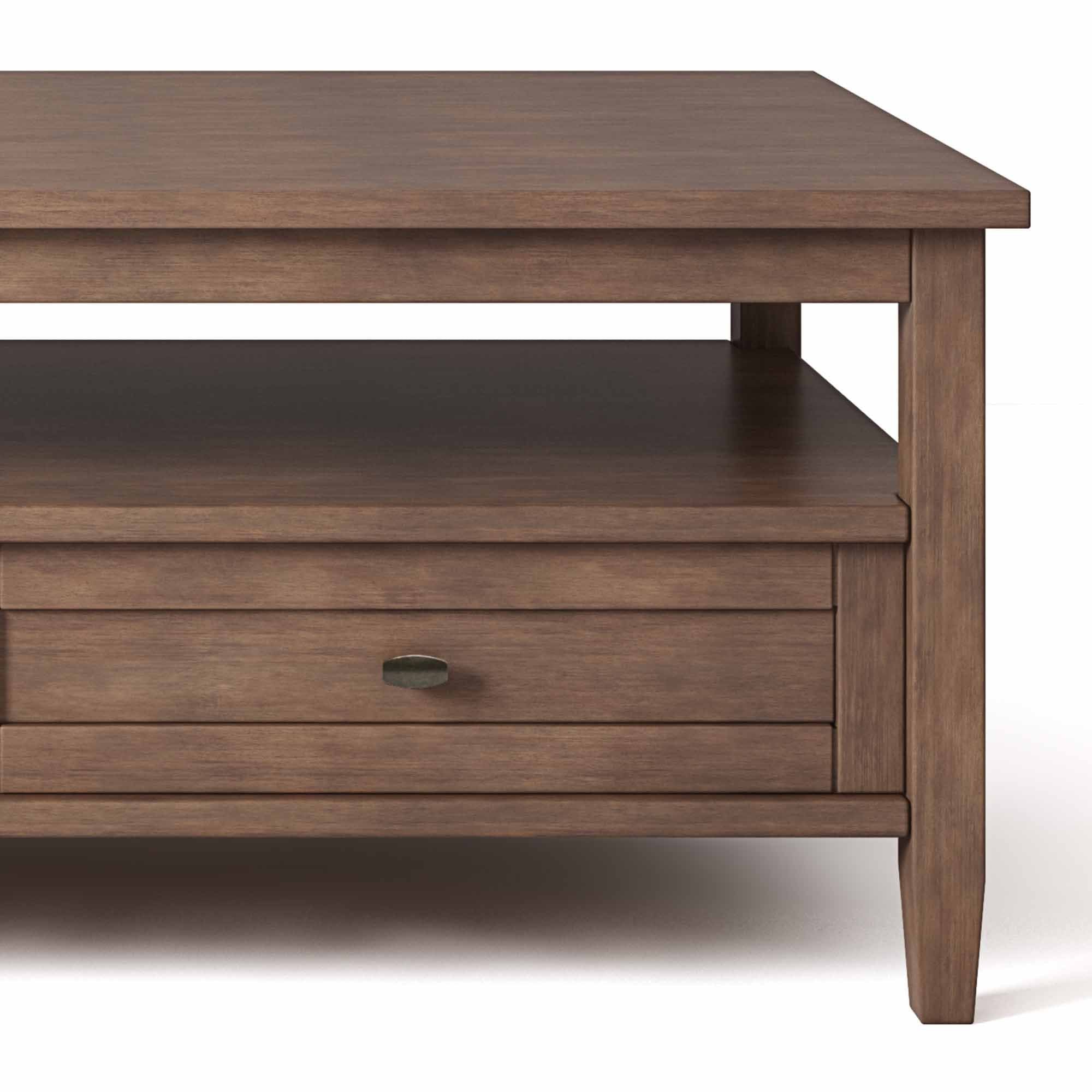 Rustic Natural Aged Brown | Warm Shaker 48 inch Coffee Table