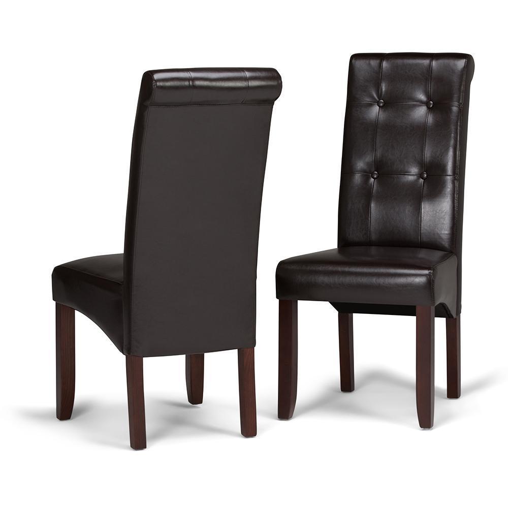 Tanners Brown Vegan Leather | Cosmopolitan Deluxe Tufted Parson Chair (Set of 2)