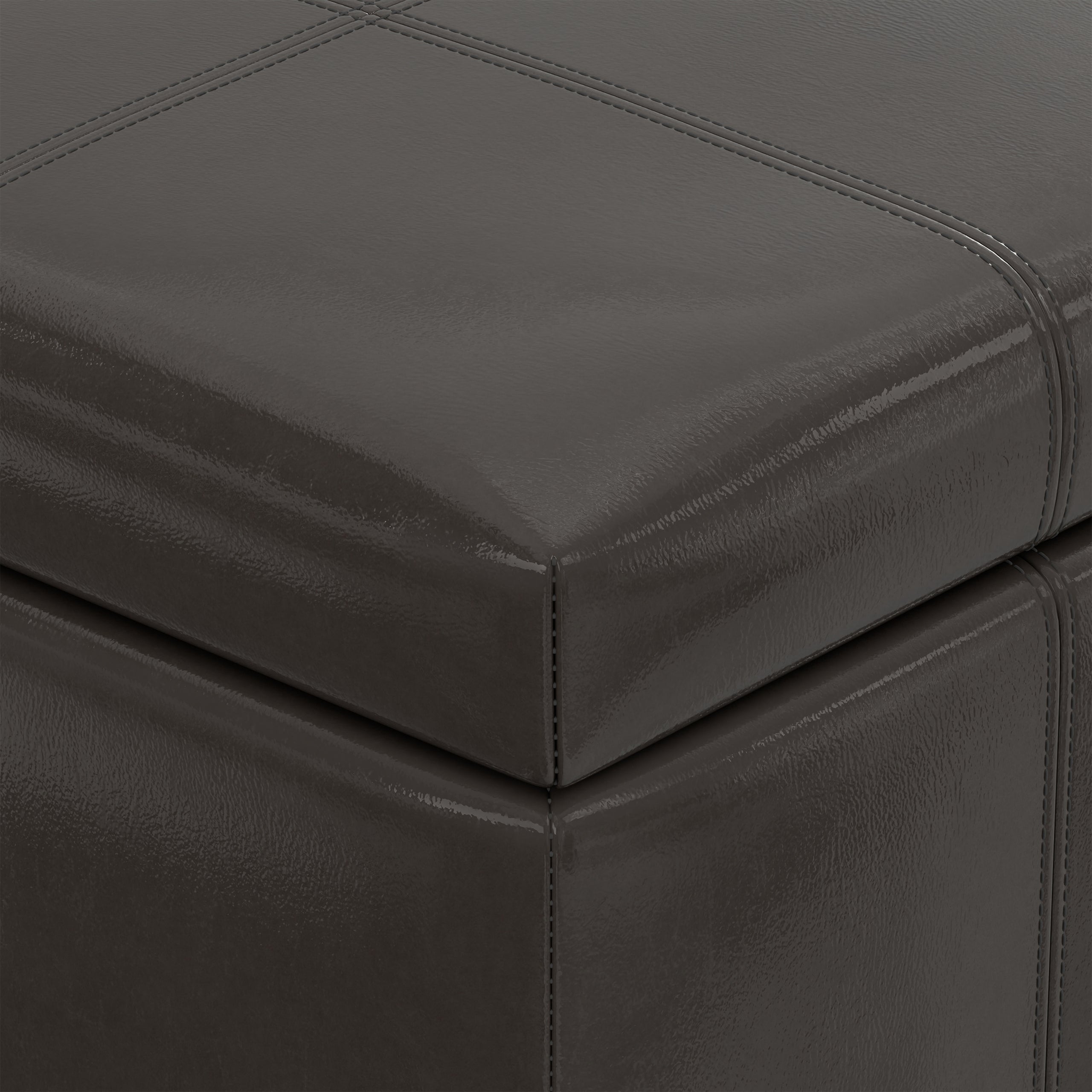 Tanners Brown Vegan Leather | Dover Storage Ottoman in Vegan Leather