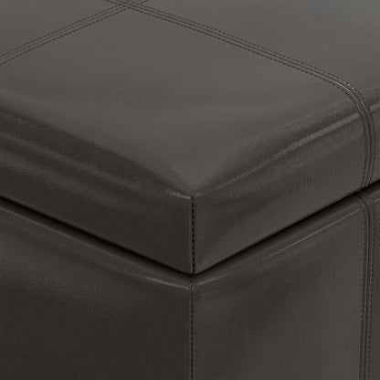 Tanners Brown Vegan Leather | Dover Storage Ottoman in Vegan Leather