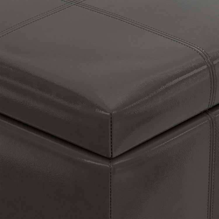 Tanners Brown Vegan Leather | Dover Storage Ottoman in Vegan Leather