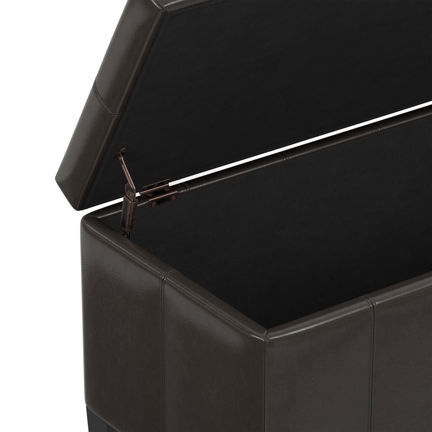 Tanners Brown Vegan Leather | Dover Storage Ottoman in Vegan Leather