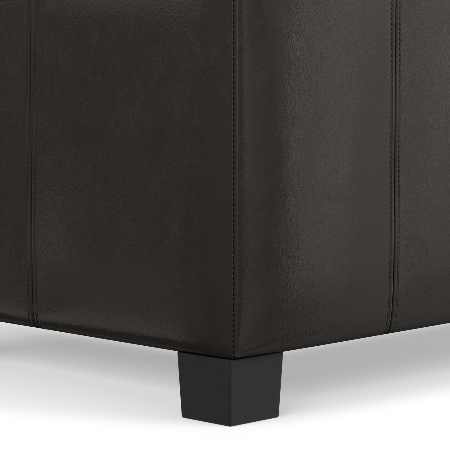 Tanners Brown Vegan Leather | Dover Storage Ottoman in Vegan Leather