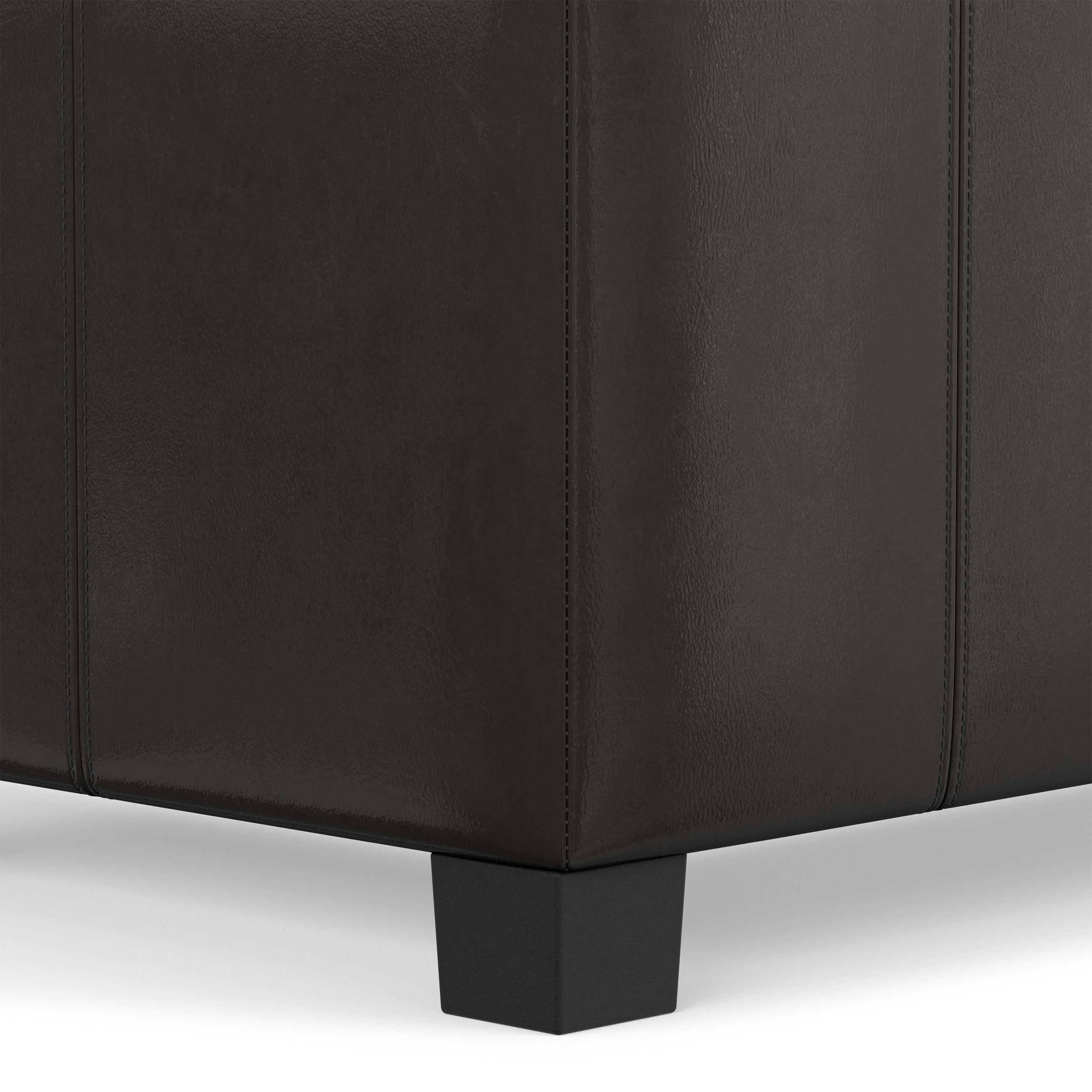 Tanners Brown Vegan Leather | Dover Storage Ottoman in Vegan Leather