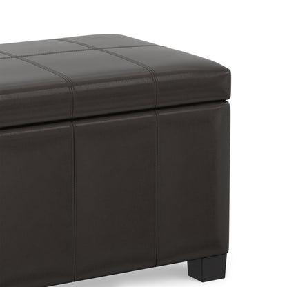 Tanners Brown Vegan Leather | Dover Storage Ottoman in Vegan Leather