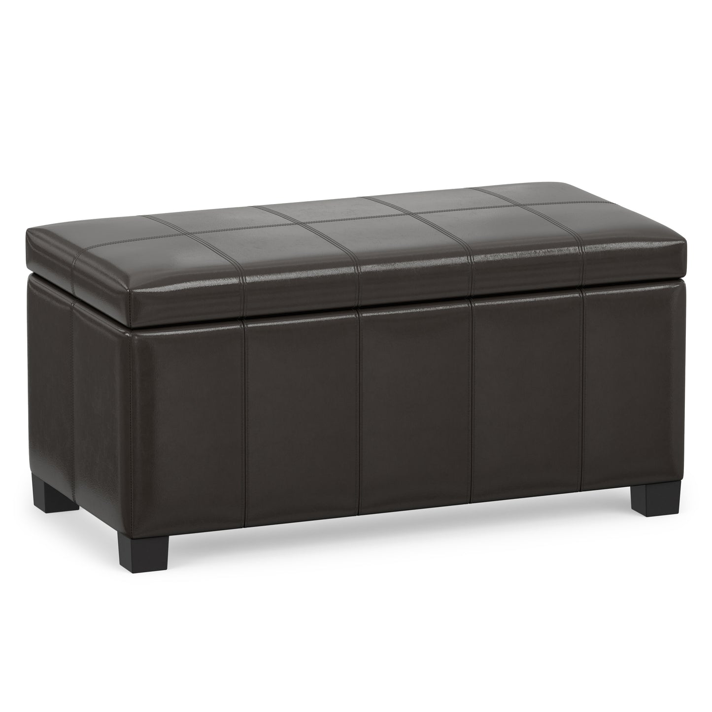 Tanners Brown Vegan Leather | Dover Storage Ottoman in Vegan Leather