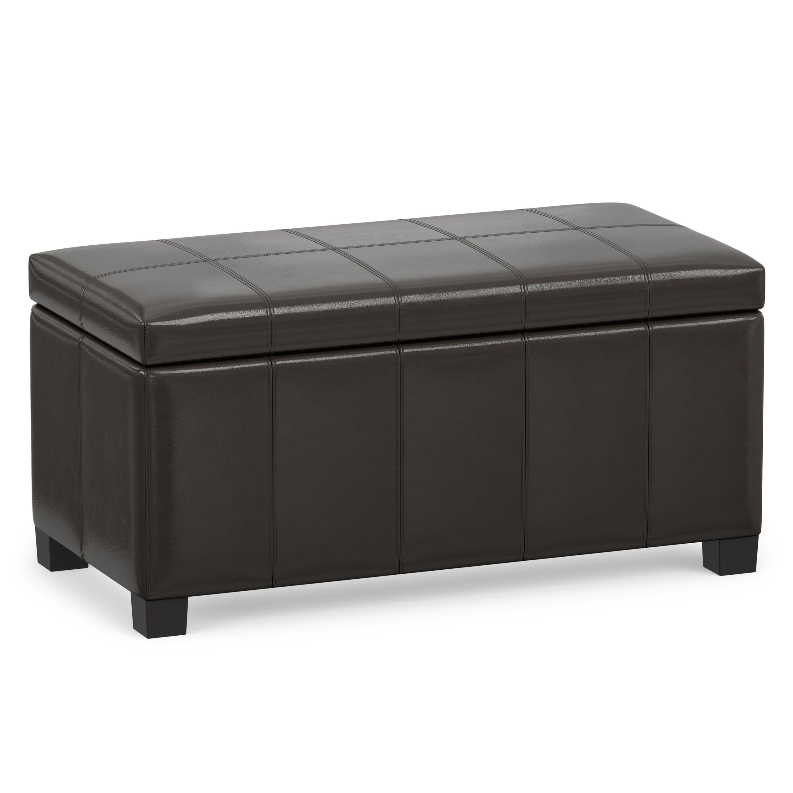 Tanners Brown Vegan Leather | Dover Storage Ottoman in Vegan Leather