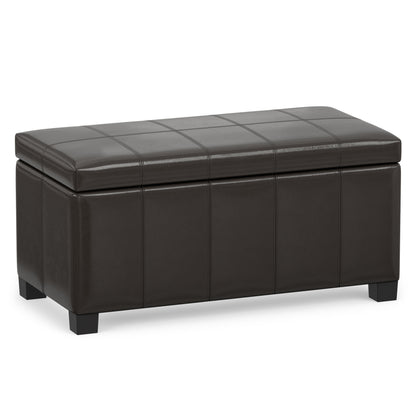 Tanners Brown Vegan Leather | Dover Storage Ottoman in Vegan Leather