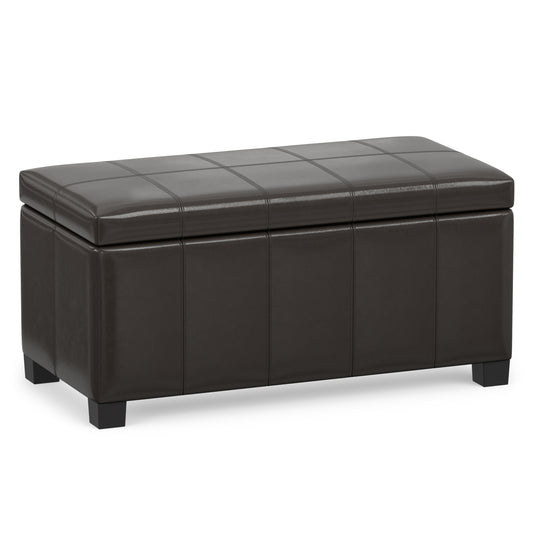 Tanners Brown Vegan Leather | Dover Storage Ottoman in Vegan Leather